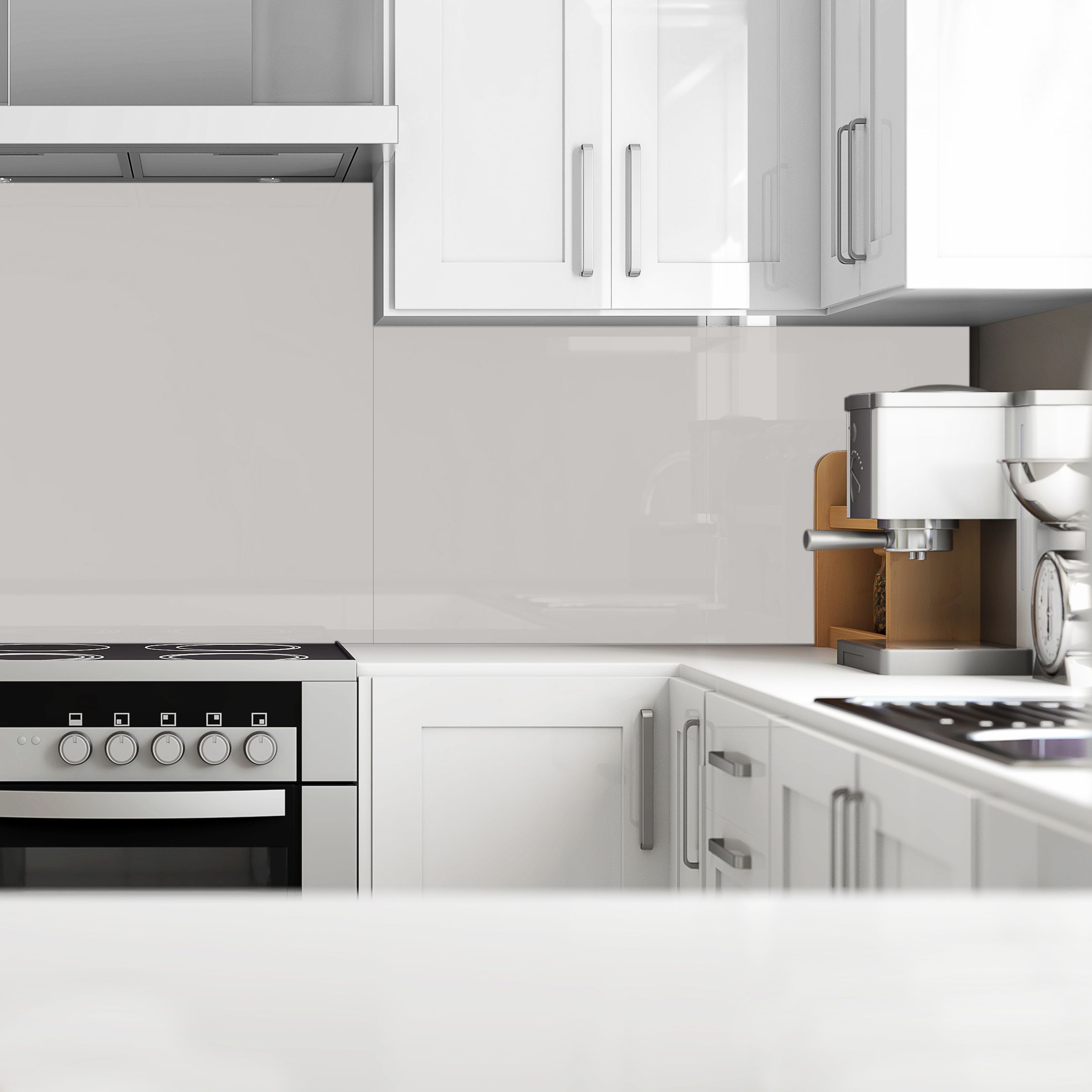 Splashwall Gloss Ivory Acrylic Splashback, (H)600mm (W)2440mm (T)4mm