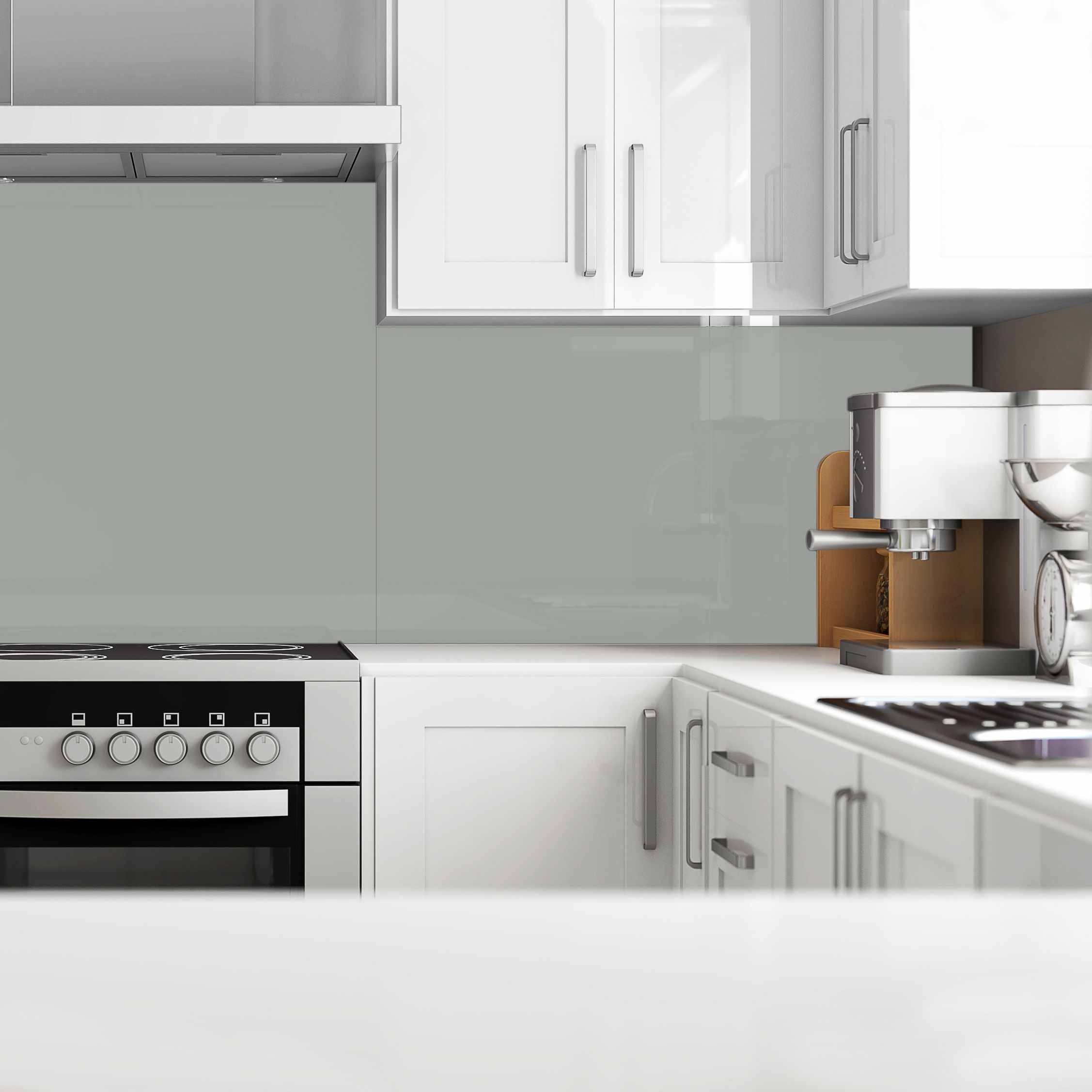 Splashwall Gloss Light grey Acrylic Splashback, (H)600mm (W)2440mm (T)4mm