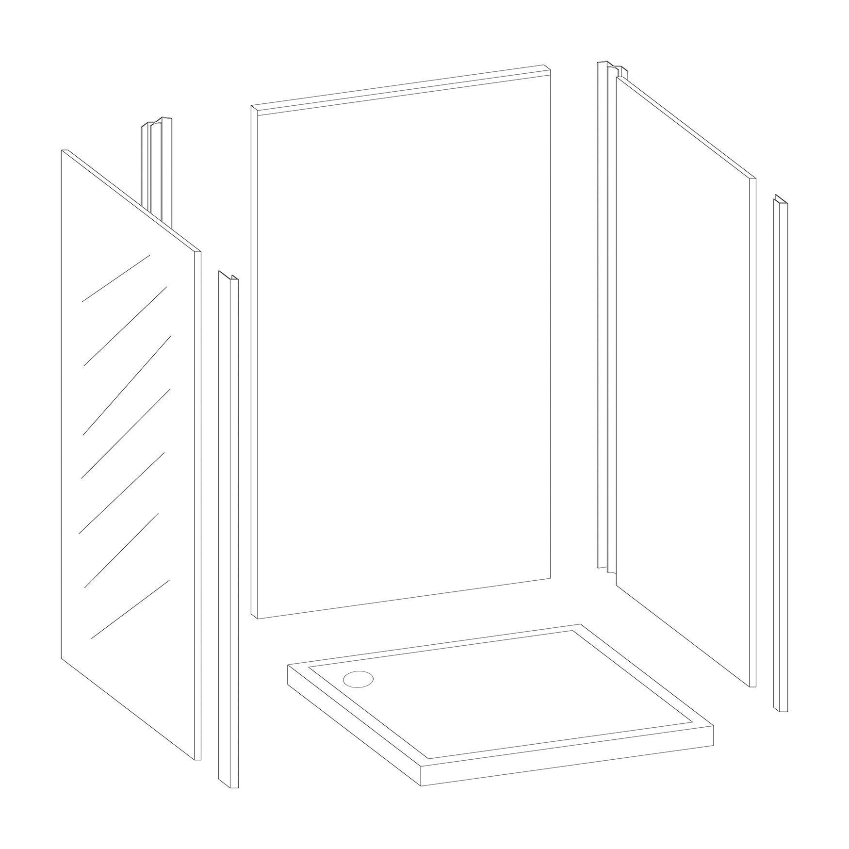 Splashwall Gloss Metallic black 3 sided Shower Panel kit (L)1200mm (W)1200mm (T)3mm