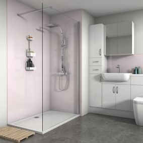 Splashwall Gloss Pale pink 3 sided Shower Panel kit (L)1200mm (W)1200mm (T)4mm