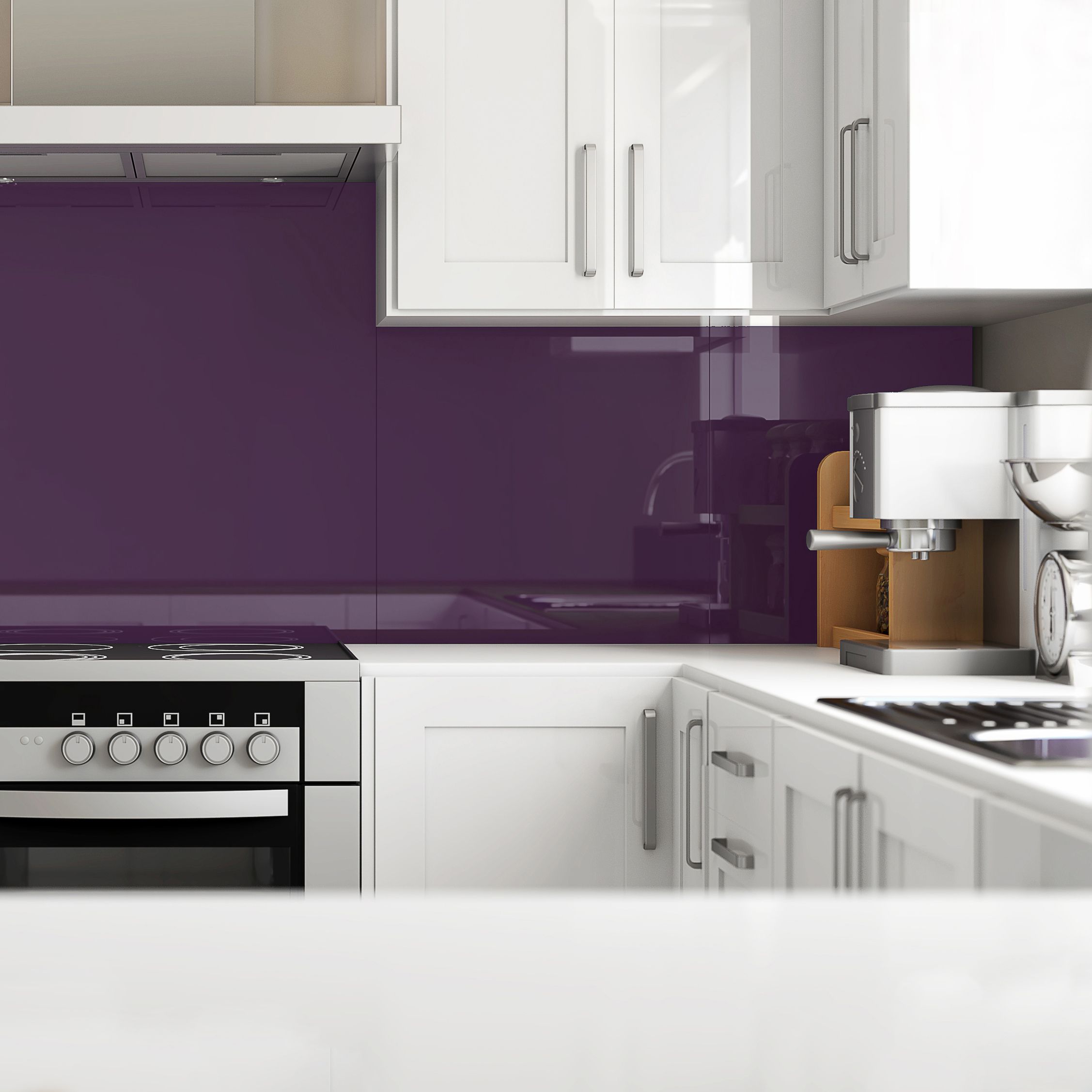 Splashwall Gloss Violet Glass Splashback, (H)750mm (W)900mm (T)6mm