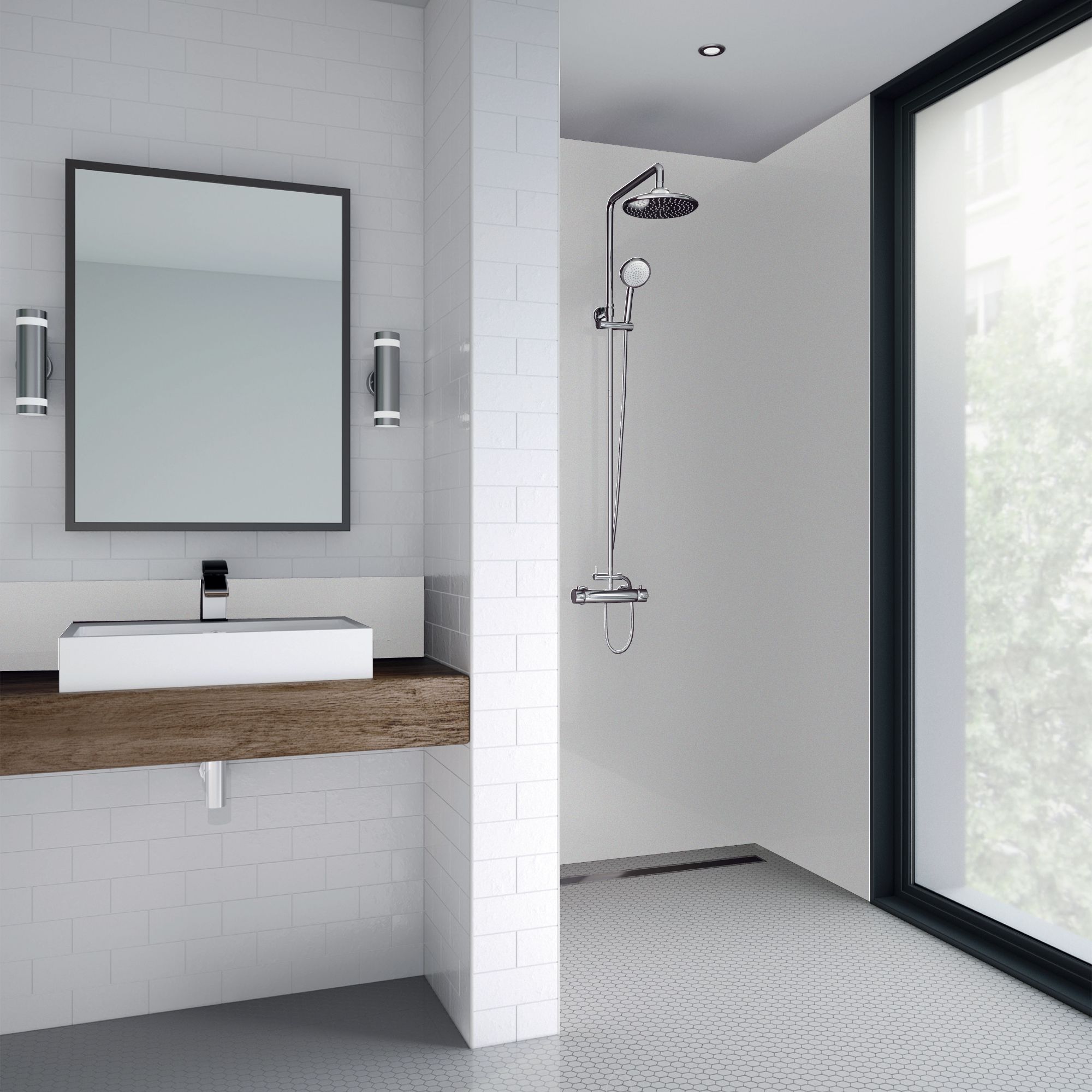 Splashwall White 2 sided Panel kit (L)1200mm (W)1200mm - 3