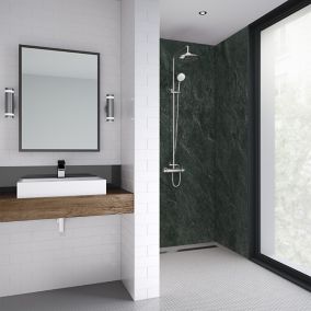 Splashwall Impressions Charcoal 2 sided Shower Panel kit (L)2420mm (W)1200mm (T)11mm