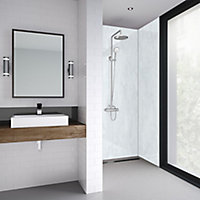 Splashwall Impressions Gloss Blue spa Clean cut 3 sided Shower Panel kit (L)2420mm (W)1200mm (T)11mm