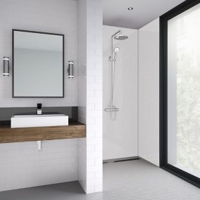 Splashwall Impressions Gloss Metallic grey 2 sided Shower Panel kit (L)2420mm (W)1200mm (T)11mm