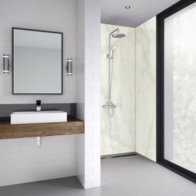Splashwall Impressions Gloss Milano marble effect Milano marble effect 2 sided Shower Panel kit (L)2420mm (W)1200mm (T)11mm