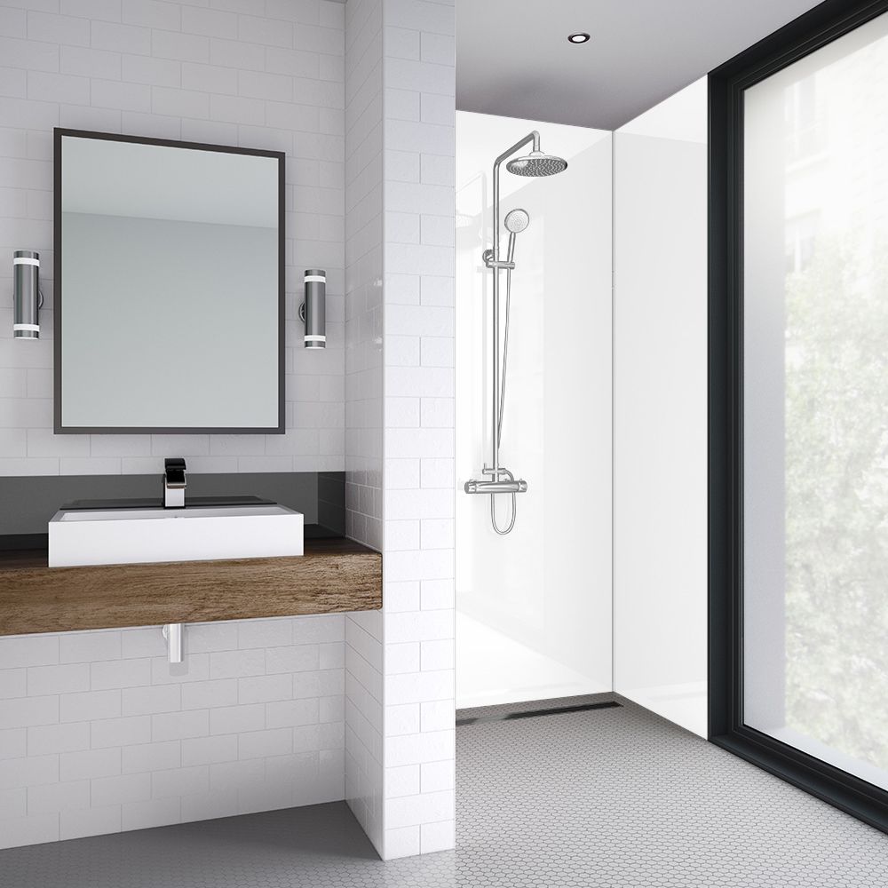 Splashwall Impressions MDF Panel (H)2420mm (W)1200mm - Gloss White gloss Price Comparisons | Compare The Build
