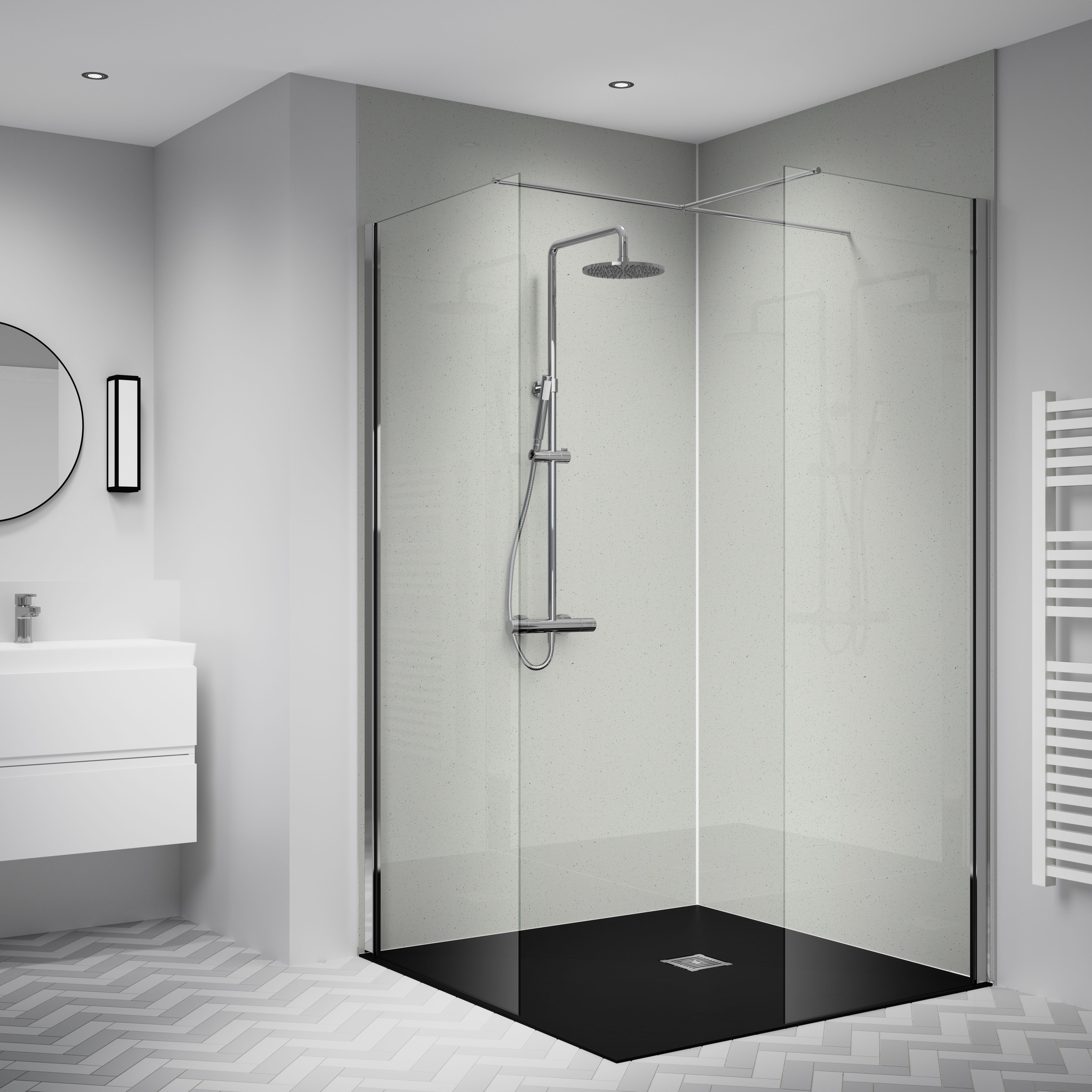 Splashwall Laminate MDF Bathroom & wet room Panel (H)2420mm (W)1200mm - Gloss Stardust
