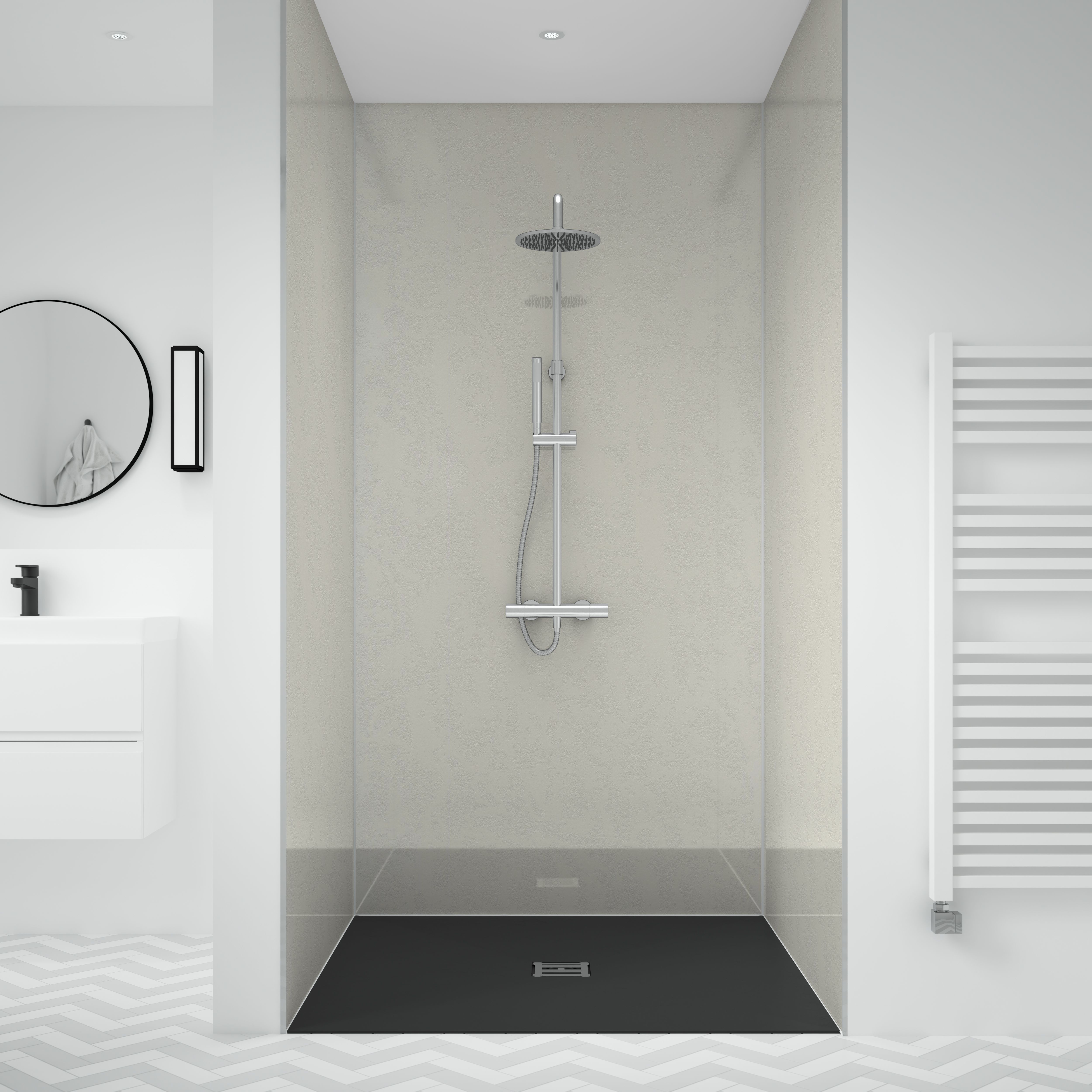 Splashwall Laminate MDF Bathroom & wet room Panel (H)2420mm (W)1200mm - Gloss White reflex