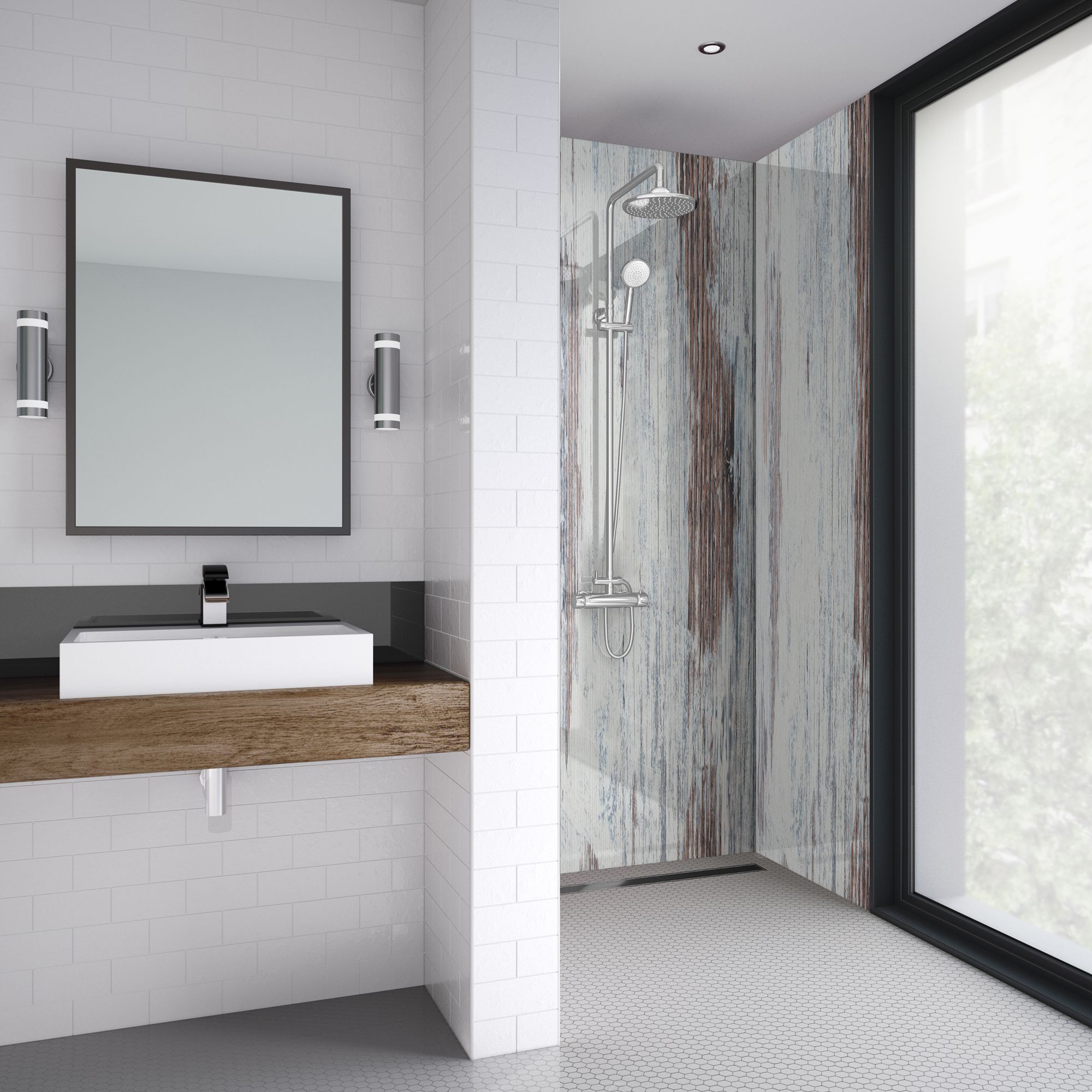 Splashwall Laminate Panel (H)2420mm (W)1200mm - Matt Shabby wood