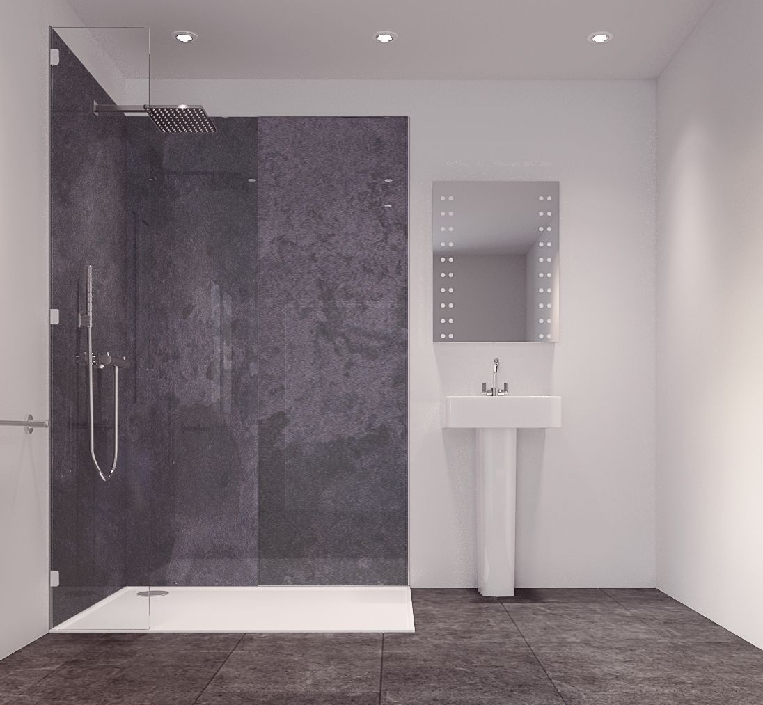 Splashwall Majestic Graphite diffusion Laminate Panel (H)2420mm (W)585mm