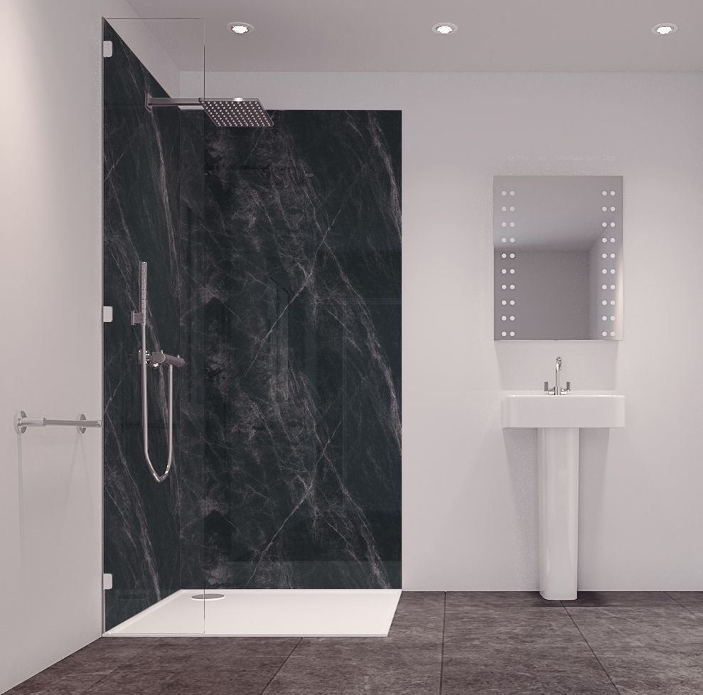 Splashwall Majestic Tuscan black 2 sided Shower Panel kit (L)2420mm (W)1200mm (T)11mm