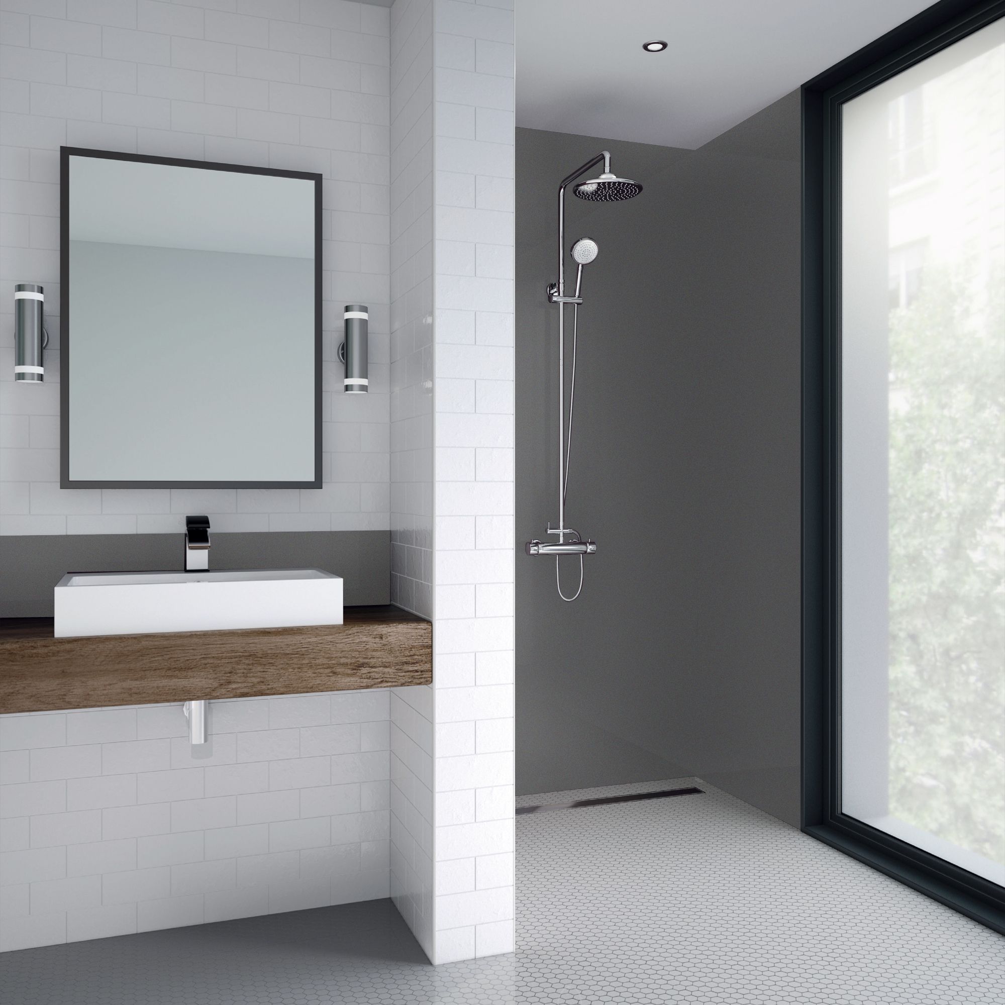 Splashwall Matt Flint Acrylic Panel (H)2440mm (W)600mm - 3