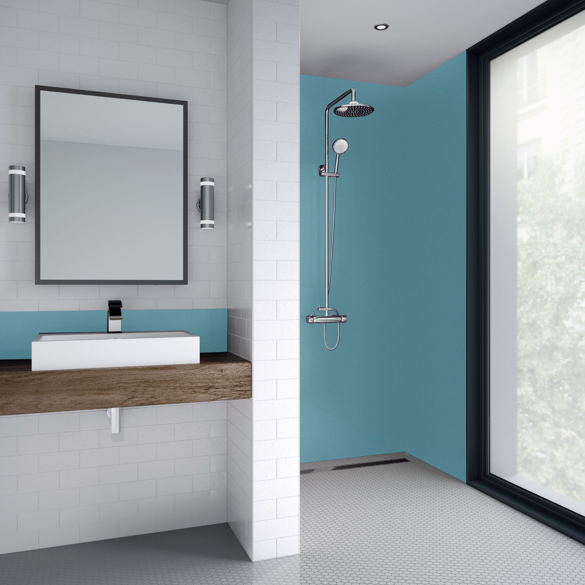 Splashwall Matt Ocean Acrylic Panel (H)2440mm (W)900mm