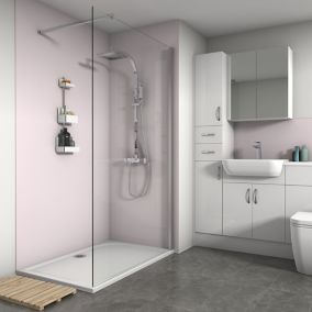 Splashwall Matt Pale pink 3 sided Shower Panel kit (L)1200mm (W)1200mm (T)4mm