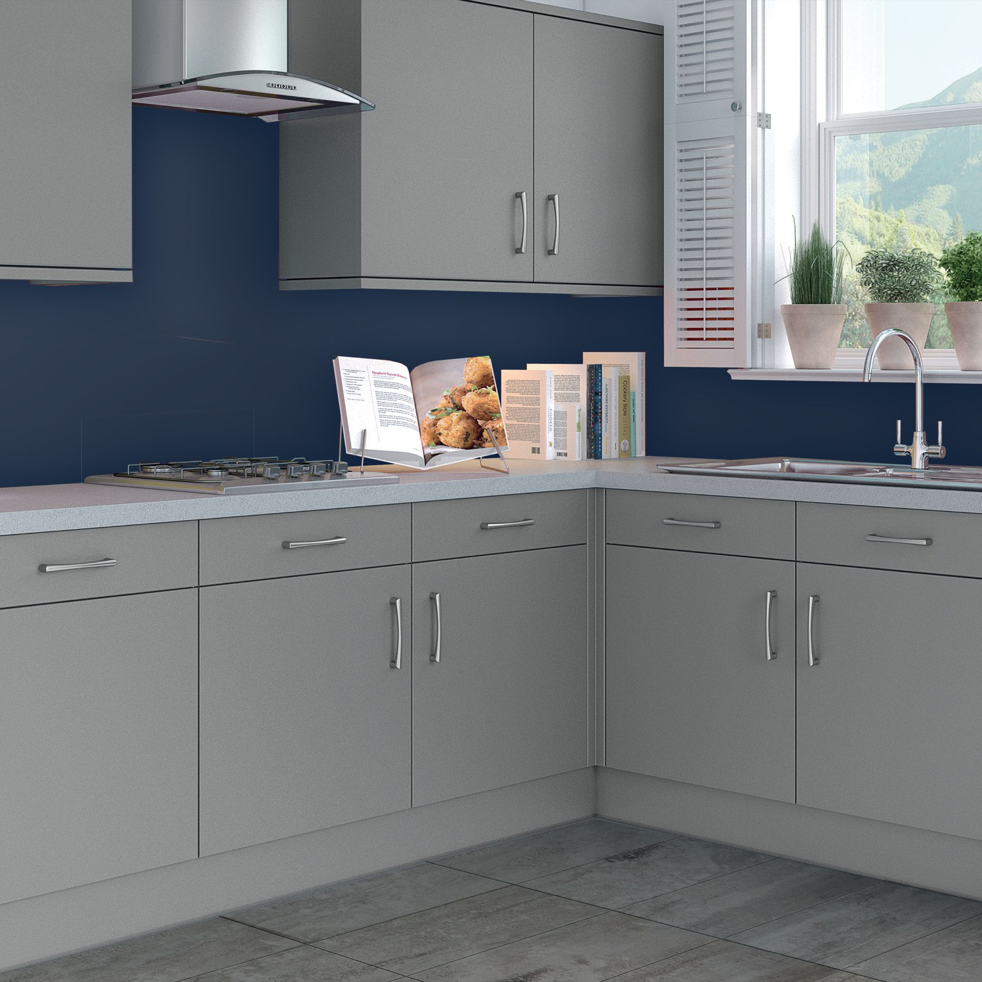 Splashwall Matt Royal blue Acrylic Panel (H)2440mm (W)1200mm - 3