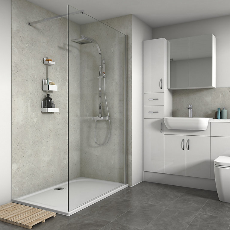 Splashwall Matt White Concrete Panel H, Bathroom Shower Walls Diy