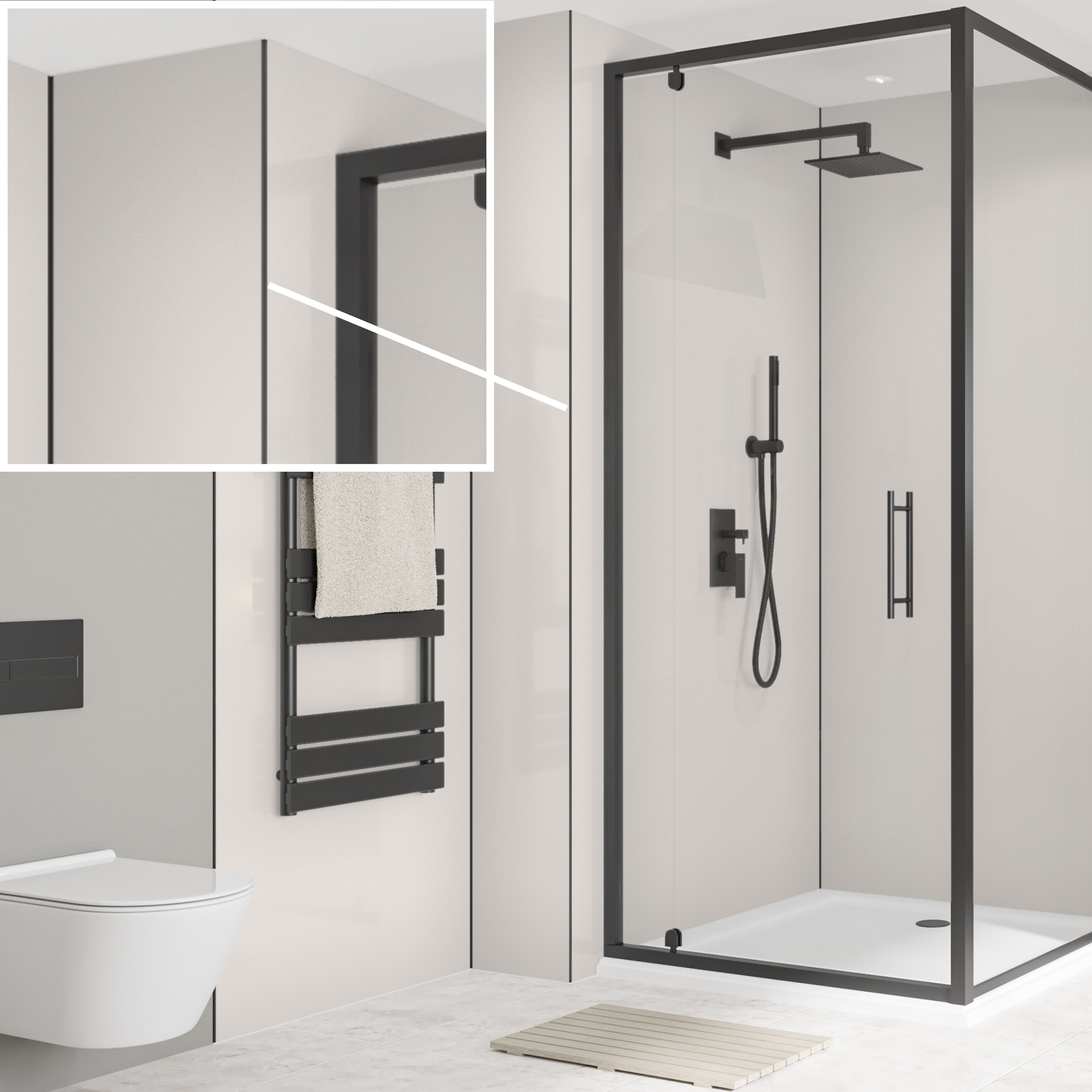 Splashwall Panel external corner joint (L)2440mm (W)31mm (T)4mm - Matt black