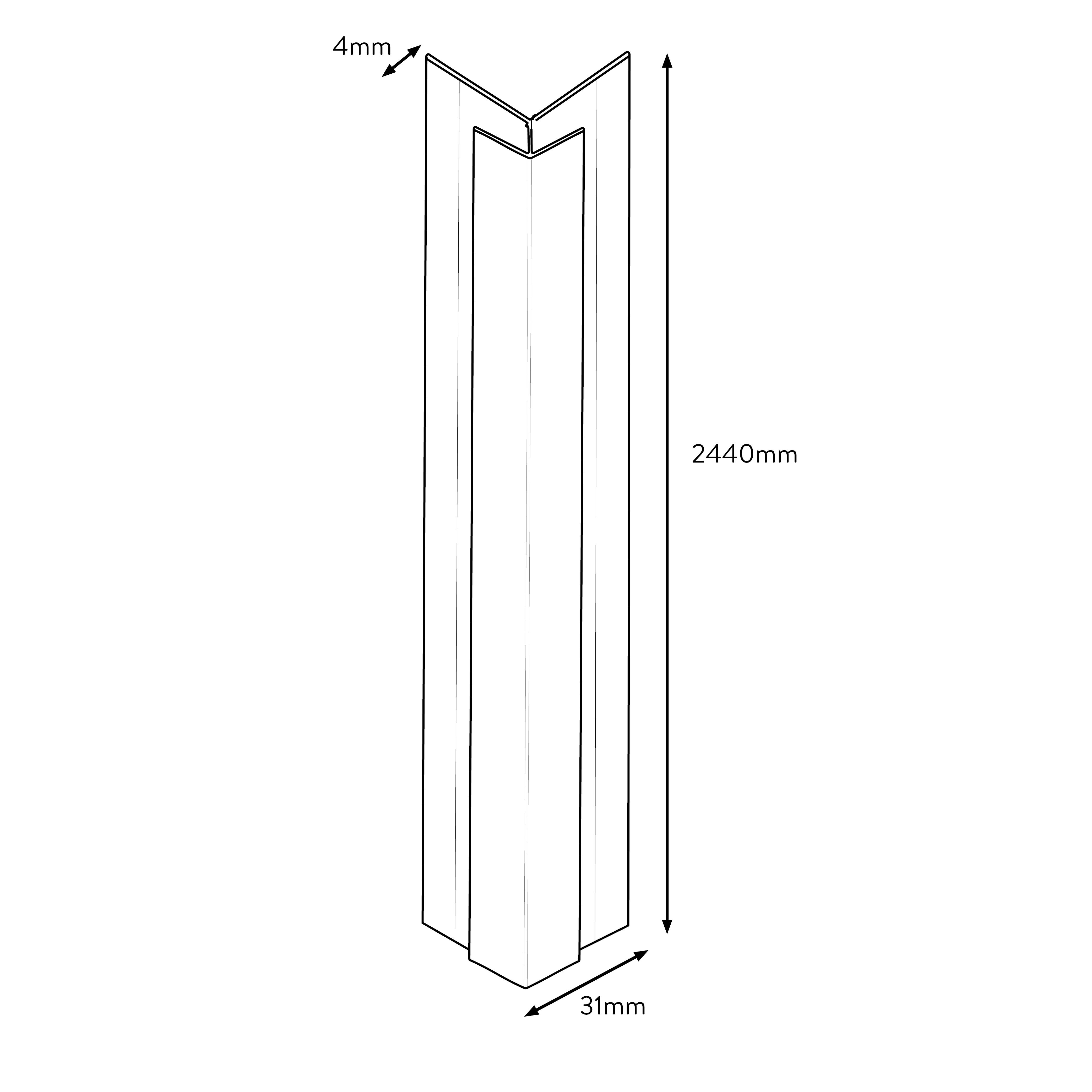 Splashwall Panel external corner joint (L)2440mm (W)31mm (T)4mm - Matt black