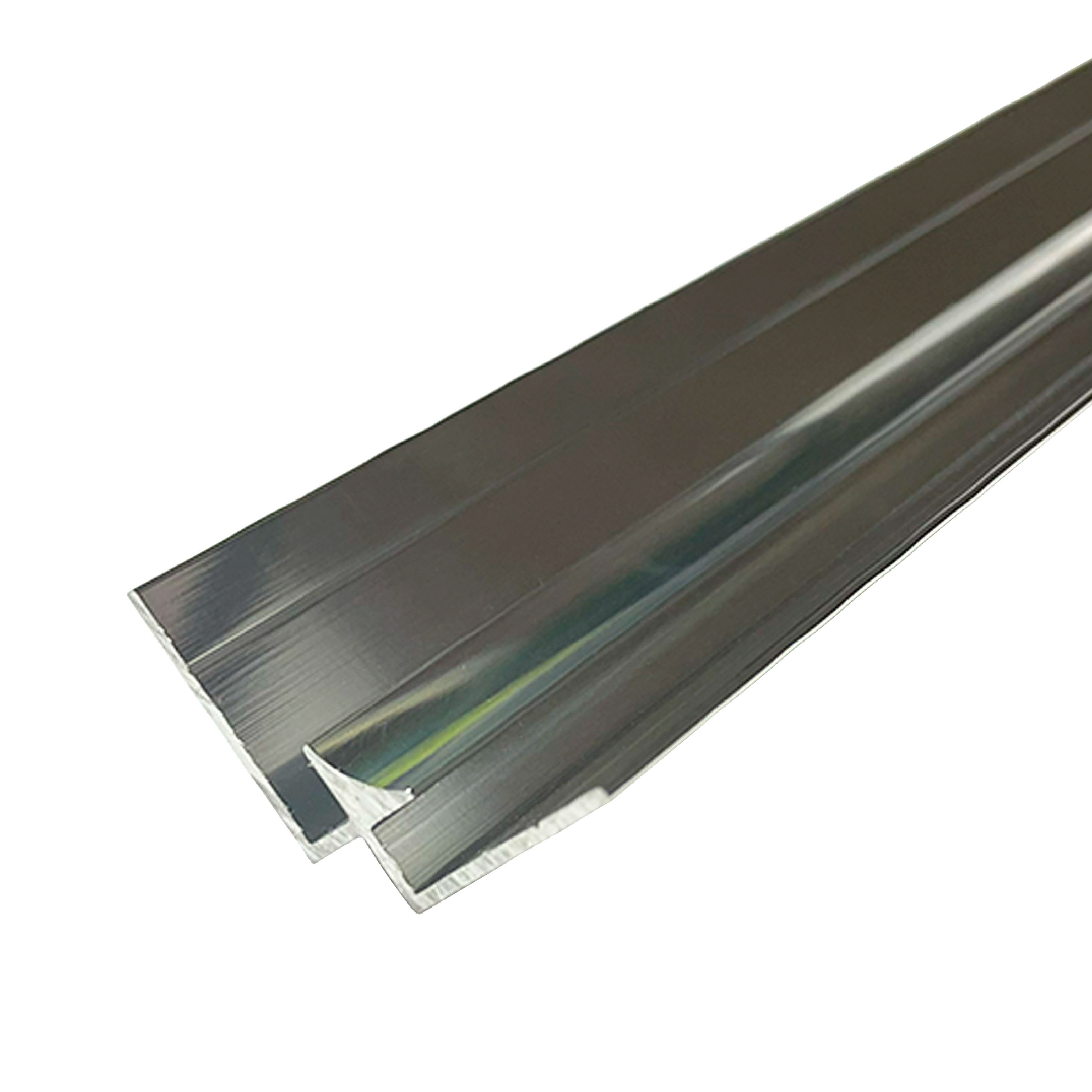 Splashwall Panel internal corner joint (L)800mm (W)31mm (T)4mm - Gloss silver effect
