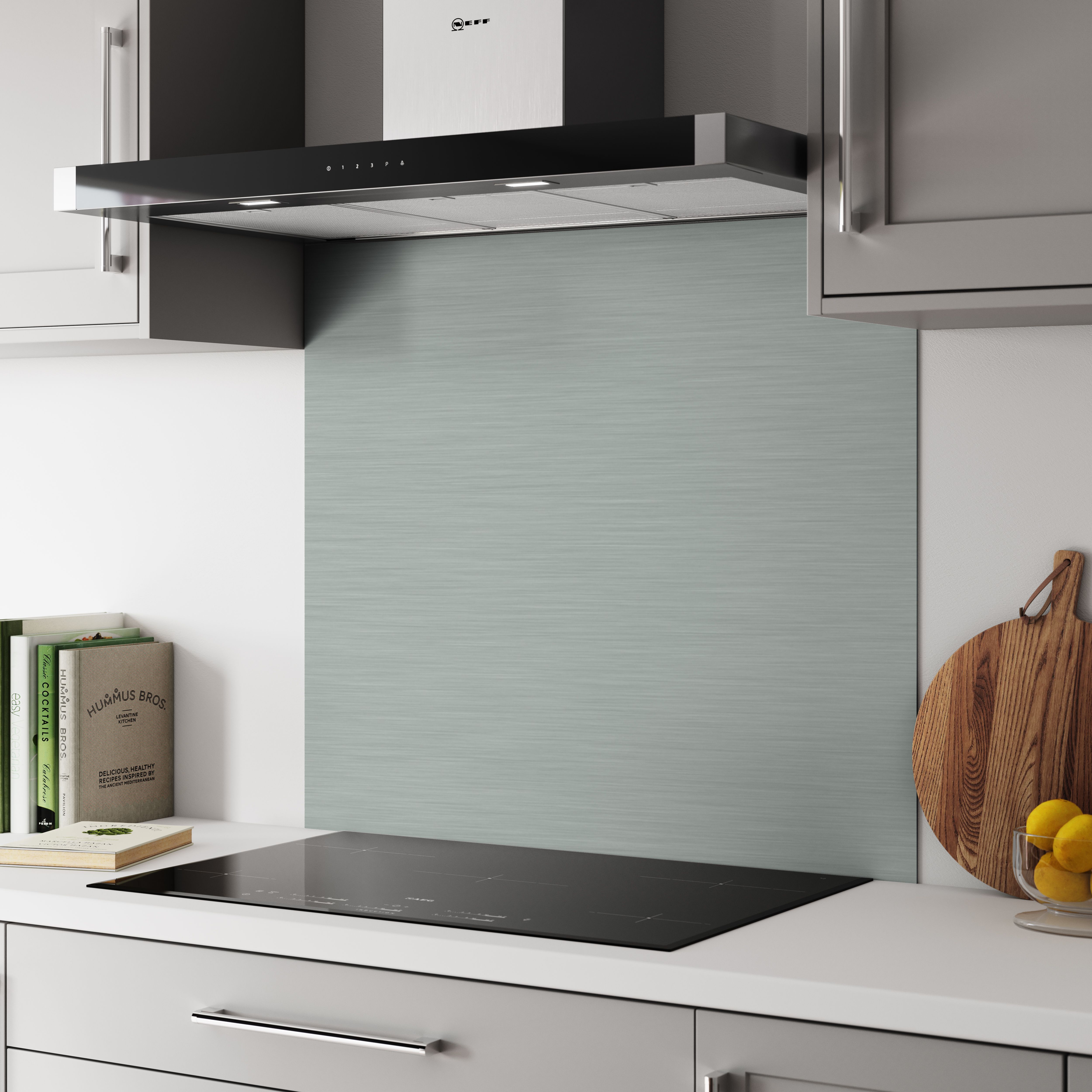 Splashwall Pewter & Silver Metallic Brushed effect Aluminium Splashback ...
