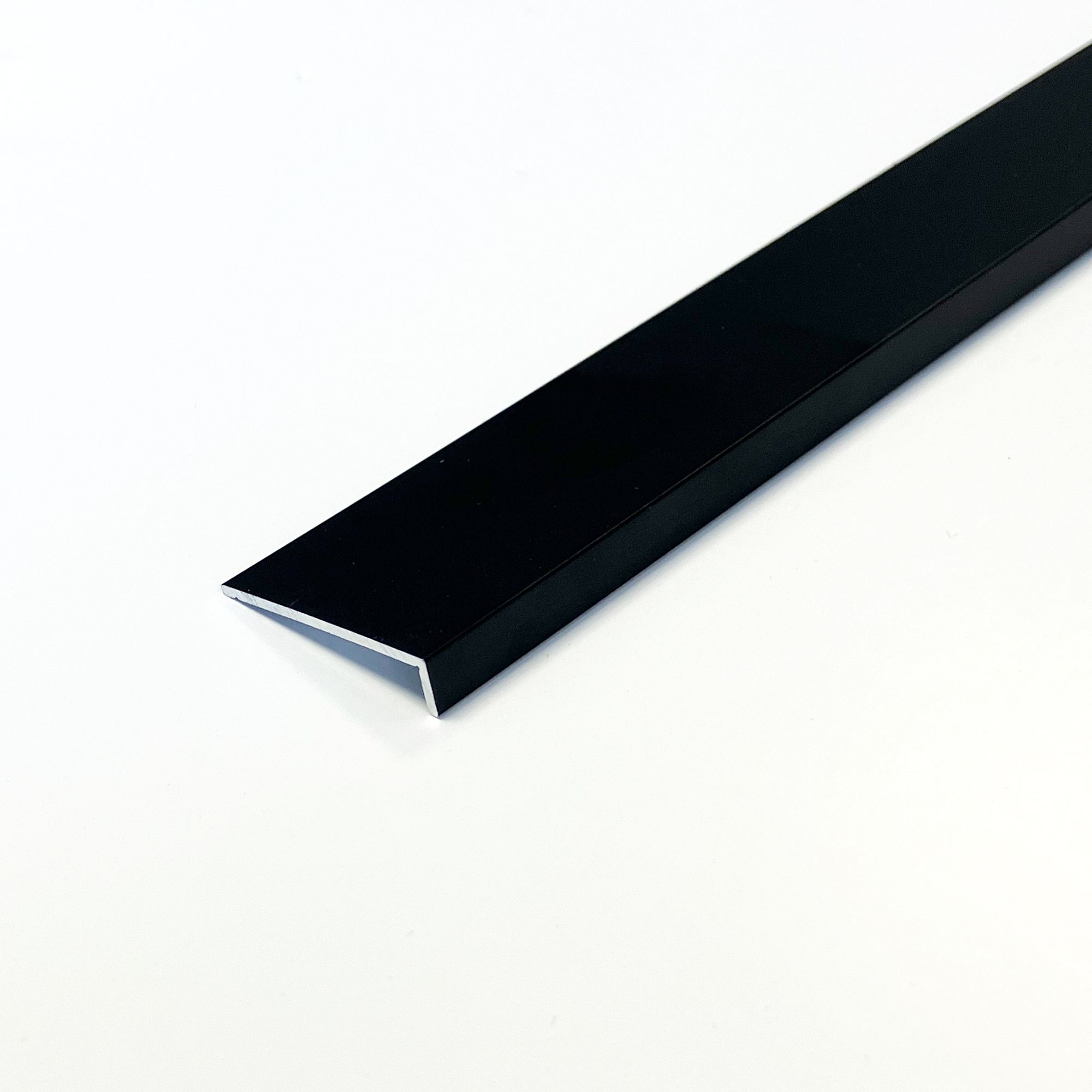 Splashwall Polished Black Straight Panel end cap, (L)800mm (W)27mm (T)6mm