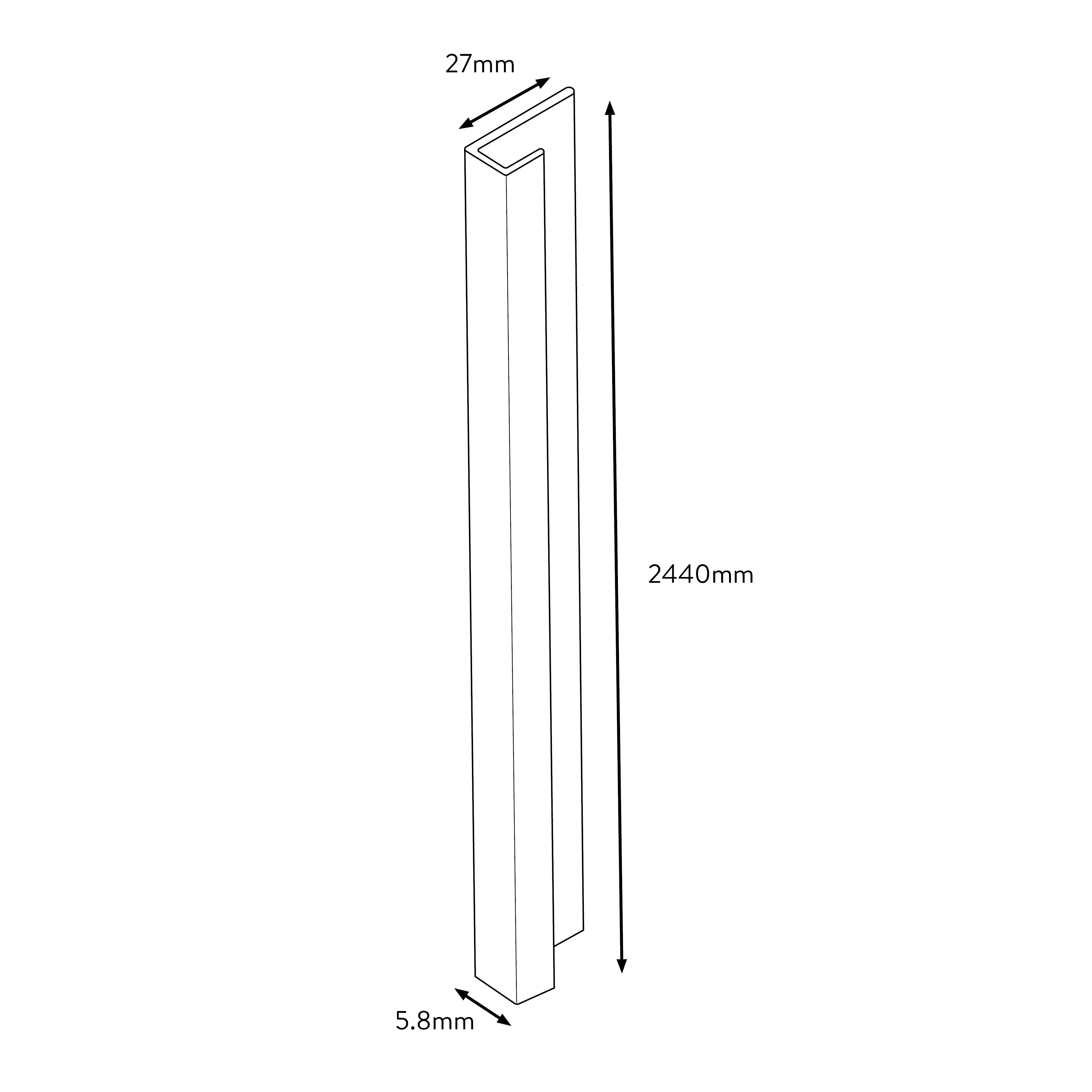 Splashwall Polished Panel end cap (L)2440mm (W)31mm (T)4mm - Silver effect