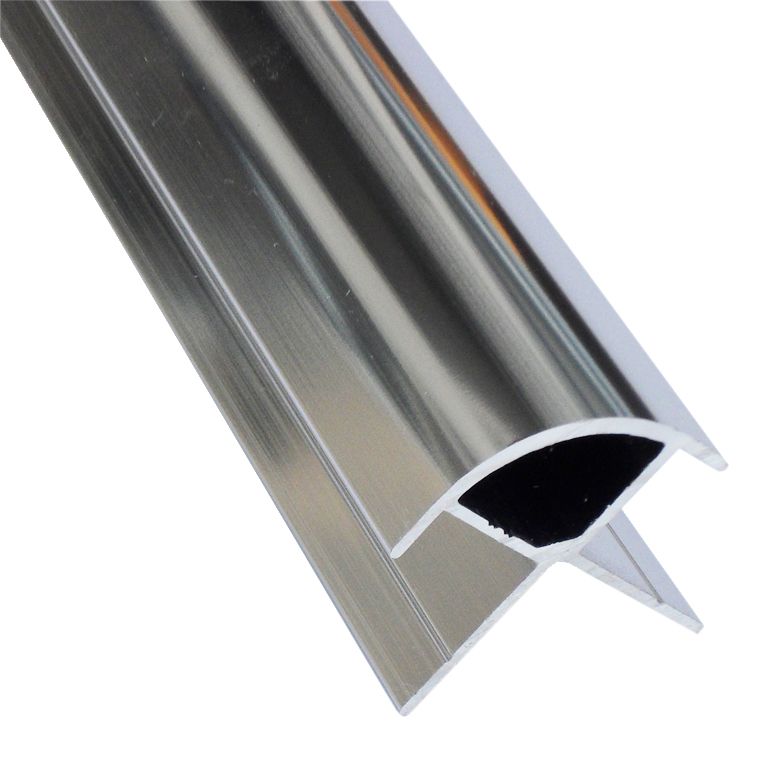 Splashwall Polished Panel external corner joint (L)2420mm - Silver effect