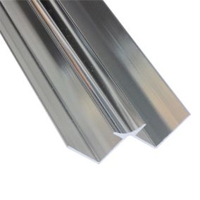 Splashwall Polished Silver effect Panel internal corner joint, (L)2420mm