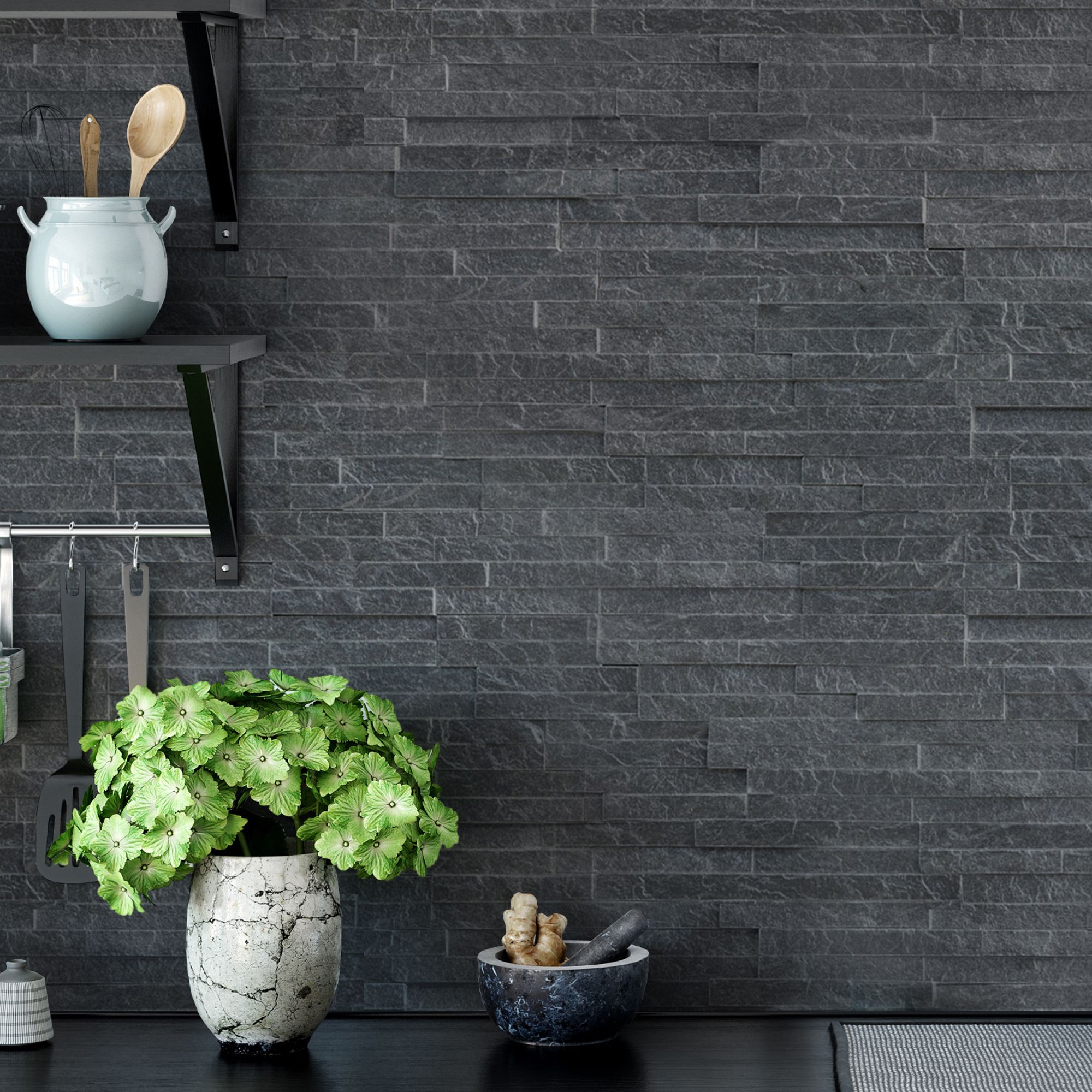 grey stone wall tiles