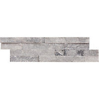 Splitface White Linear interlocking Stone effect Marble Border tile, Pack of 8, (L)360mm (W)100mm