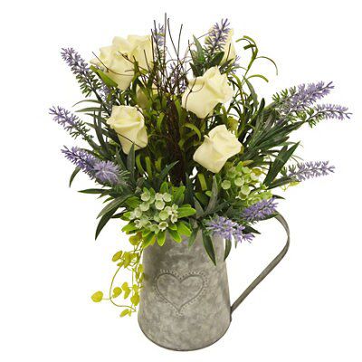 Spring summer Artificial floral arrangement in Lavender & roses