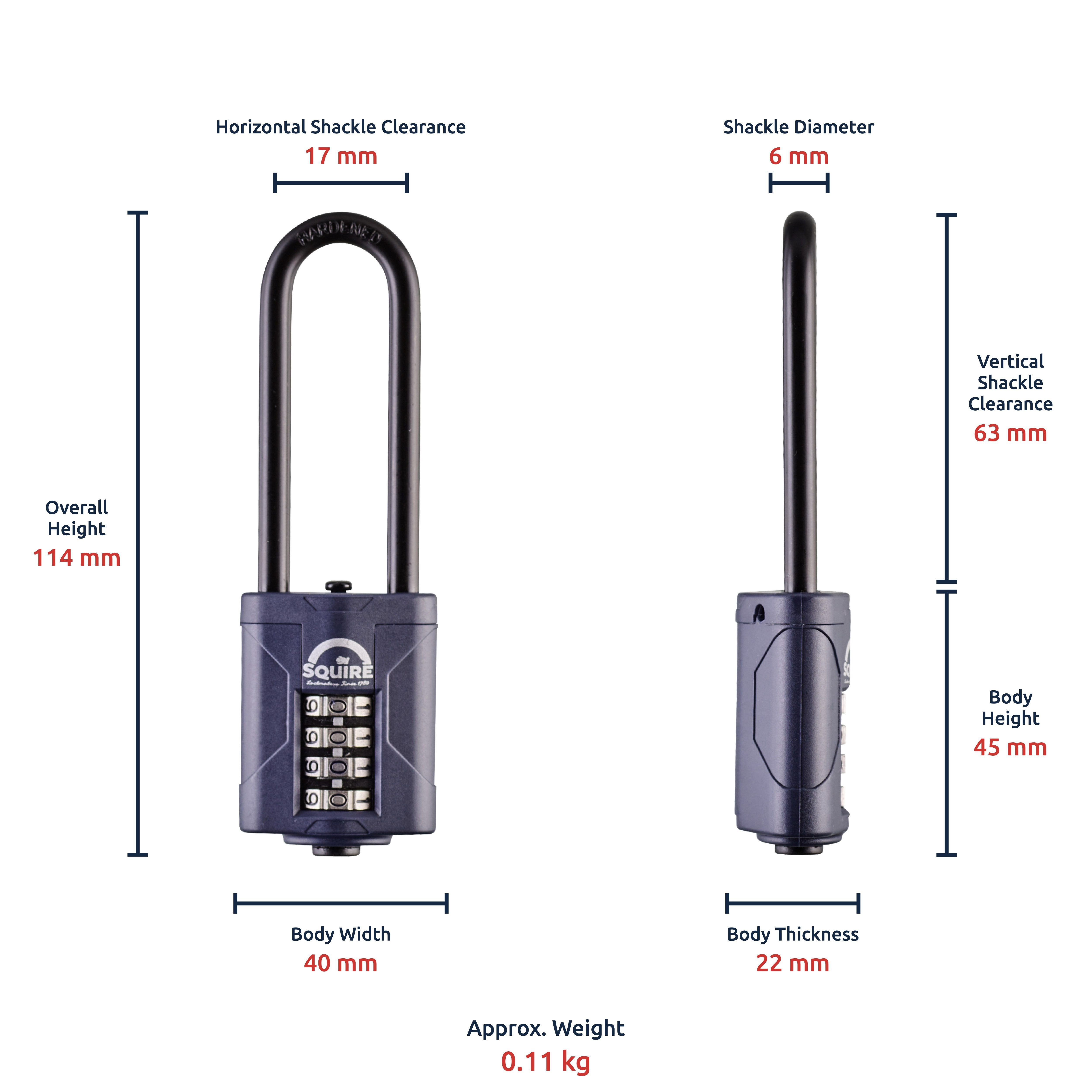 Squire CP40/2.5 Blue Steel & zinc Combination Padlock (H)114mm (W)40mm