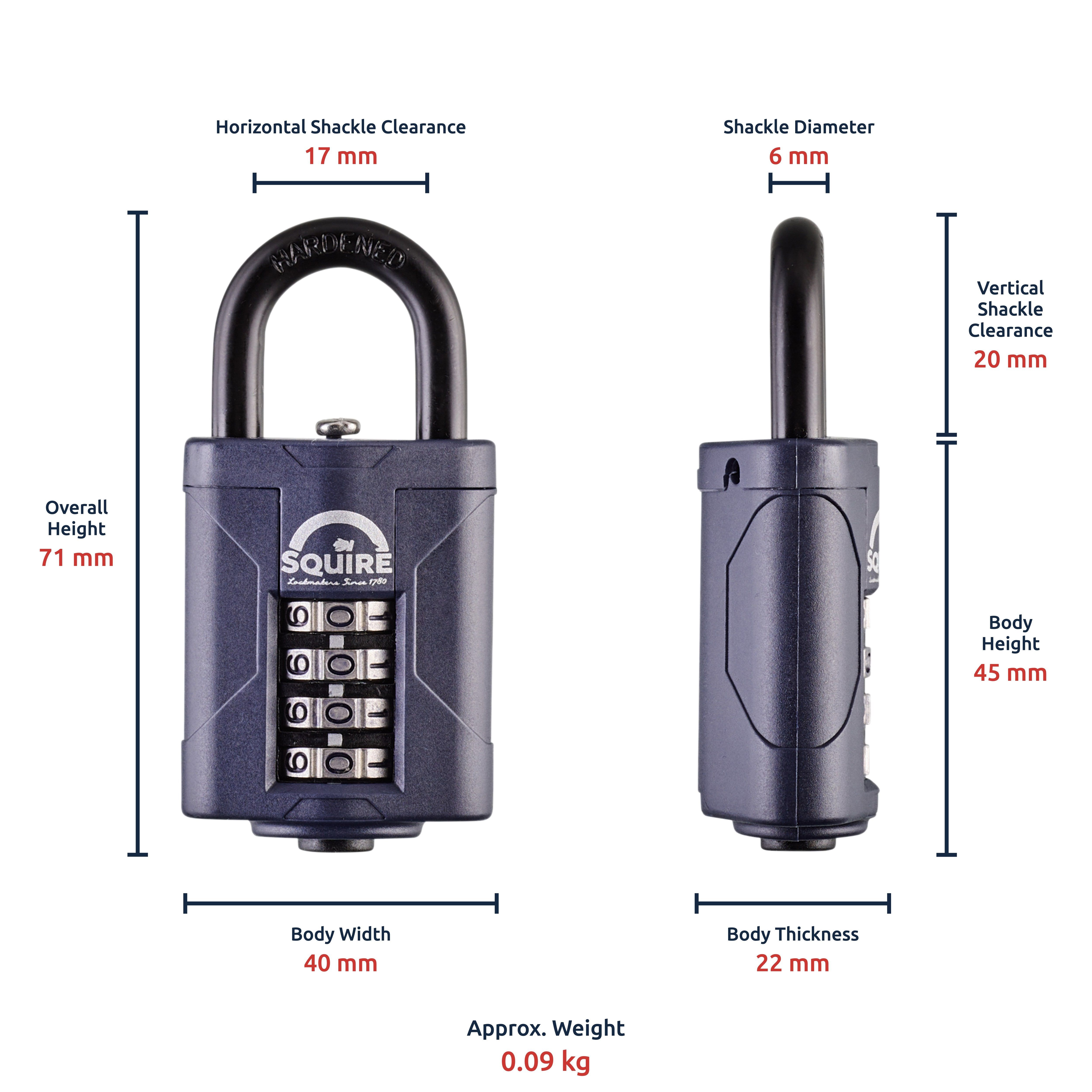 Squire CP40 Black Steel & zinc Combination Padlock (H)71mm (W)40mm
