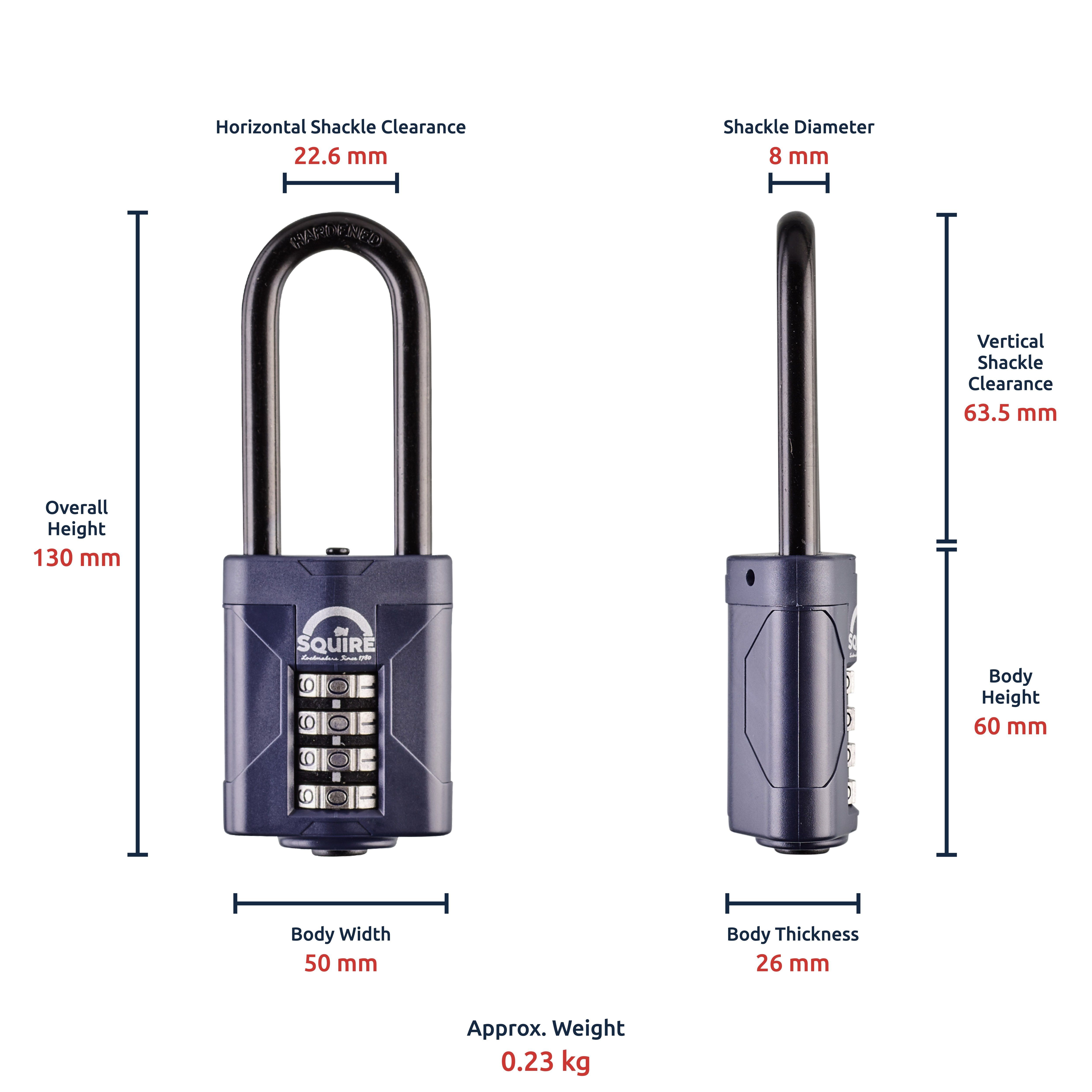 Squire CP50/2.5 Blue Steel Combination Padlock (H)130mm (W)50mm
