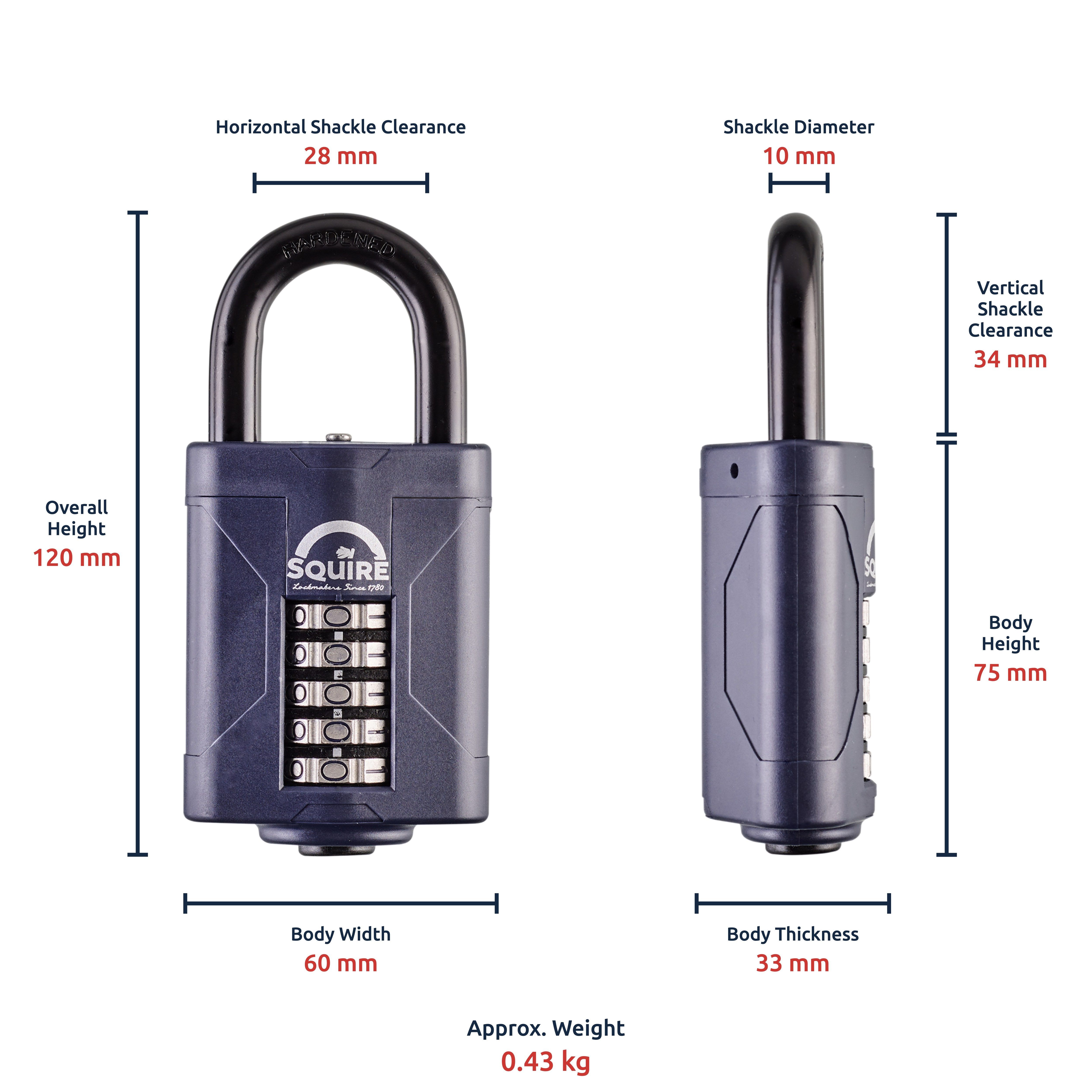 Squire CP60 Blue Stainless steel Combination Padlock (H)120mm (W)60mm