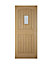 Stable Frosted glass Frosted Glazed Cottage Wooden White oak veneer External Front door, (H)2032mm (W)813mm