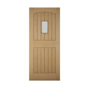 Stable Frosted glass Glazed Cottage White oak veneer LH & RH External Front door, (H)1981mm (W)838mm