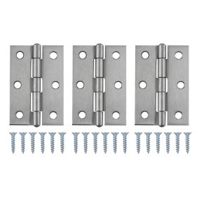 Stainless steel Butt Door hinge N168 (L)75mm (W)75mm, Pack of 3