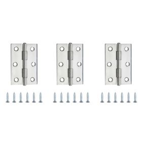 Stainless steel Butt Door hinge N169 (L)75mm (W)75mm, Pack of 3