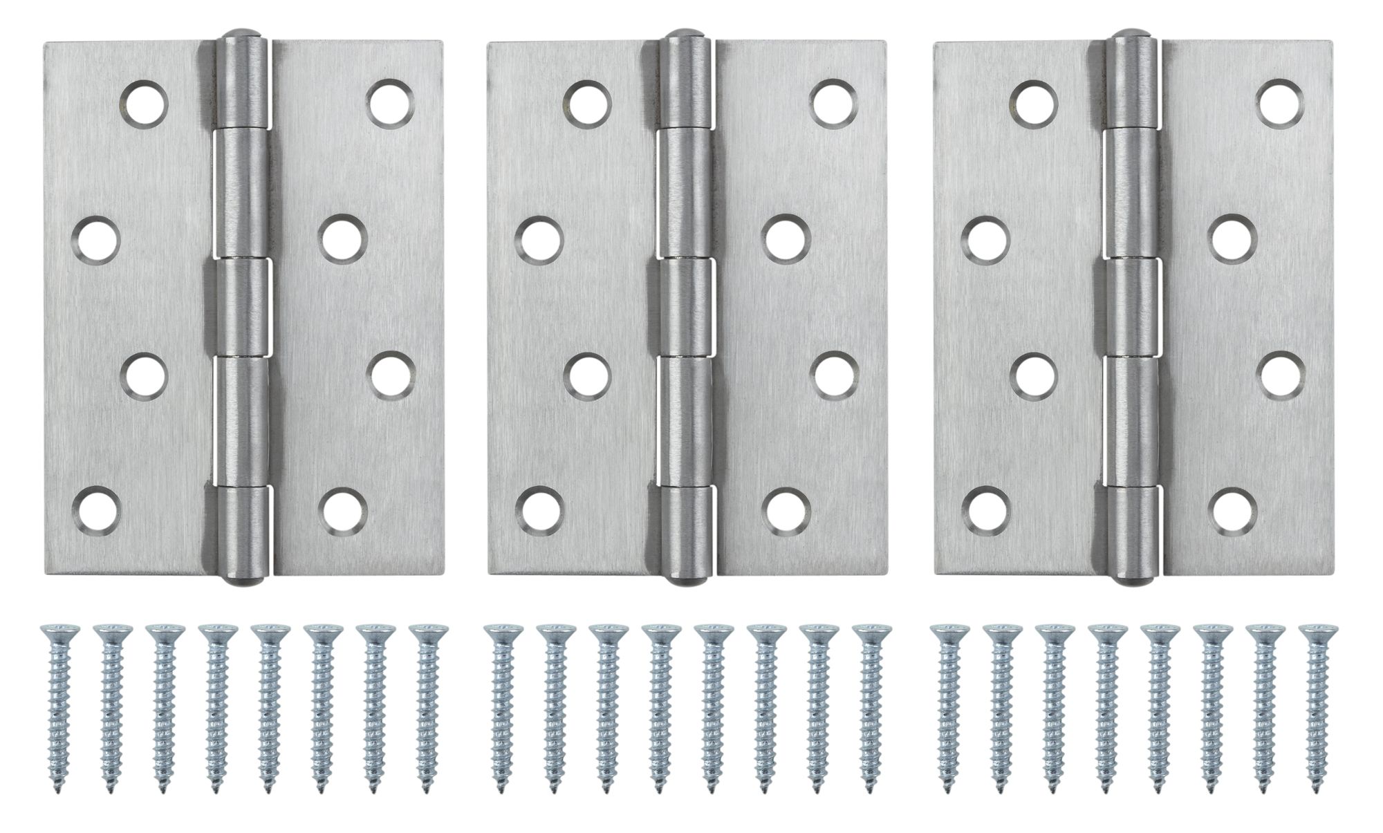 Stainless steel Butt Door hinge N432 (L)100mm (W)100mm, Pack of 3