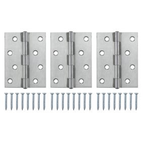 Stainless steel Butt Door hinge N432 (L)100mm (W)100mm, Pack of 3