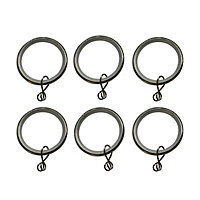 Stainless steel effect Curtain ring (Dia)28mm, Pack of 6