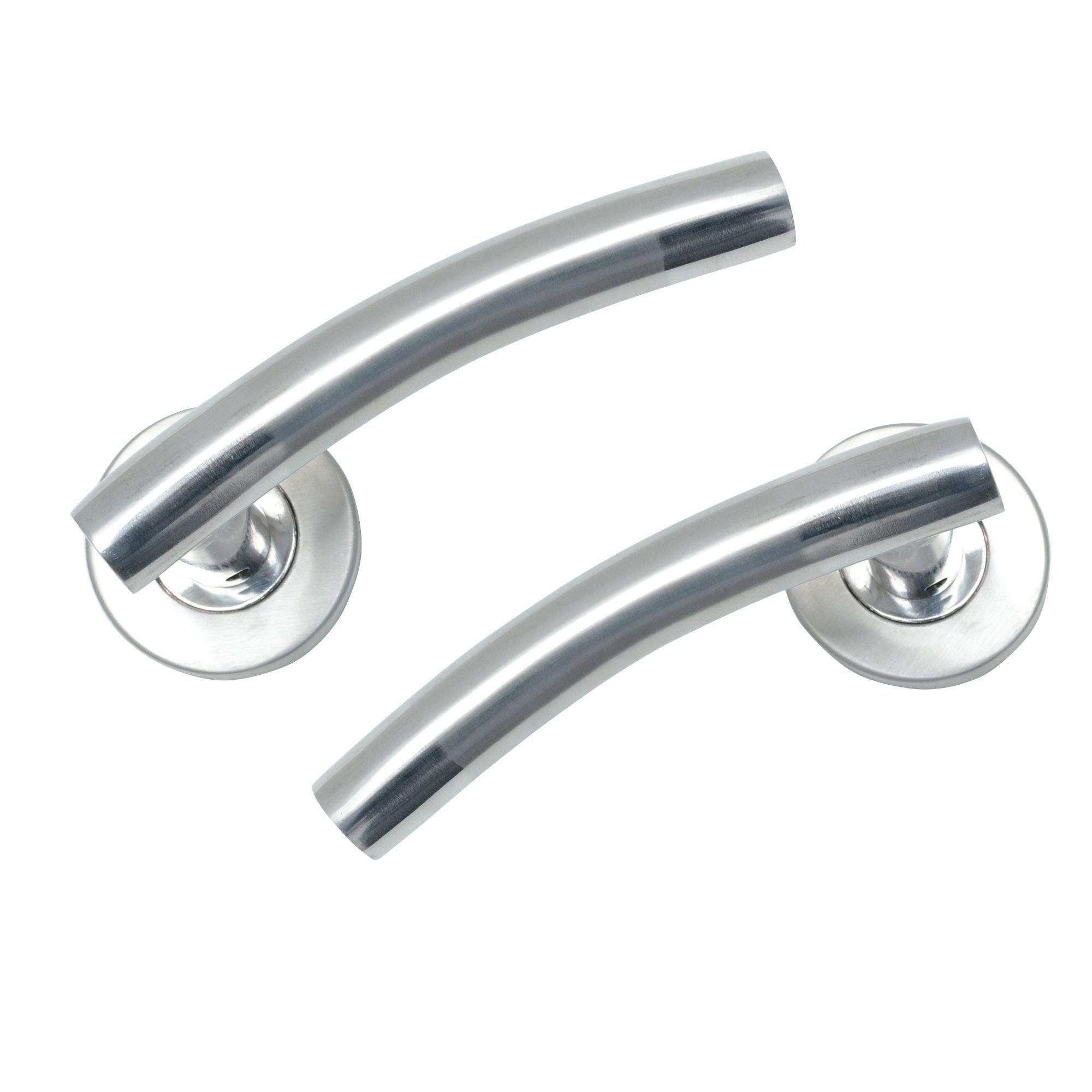 Stainless steel effect Internal Curved Latch Door handle, Set | DIY at B&Q