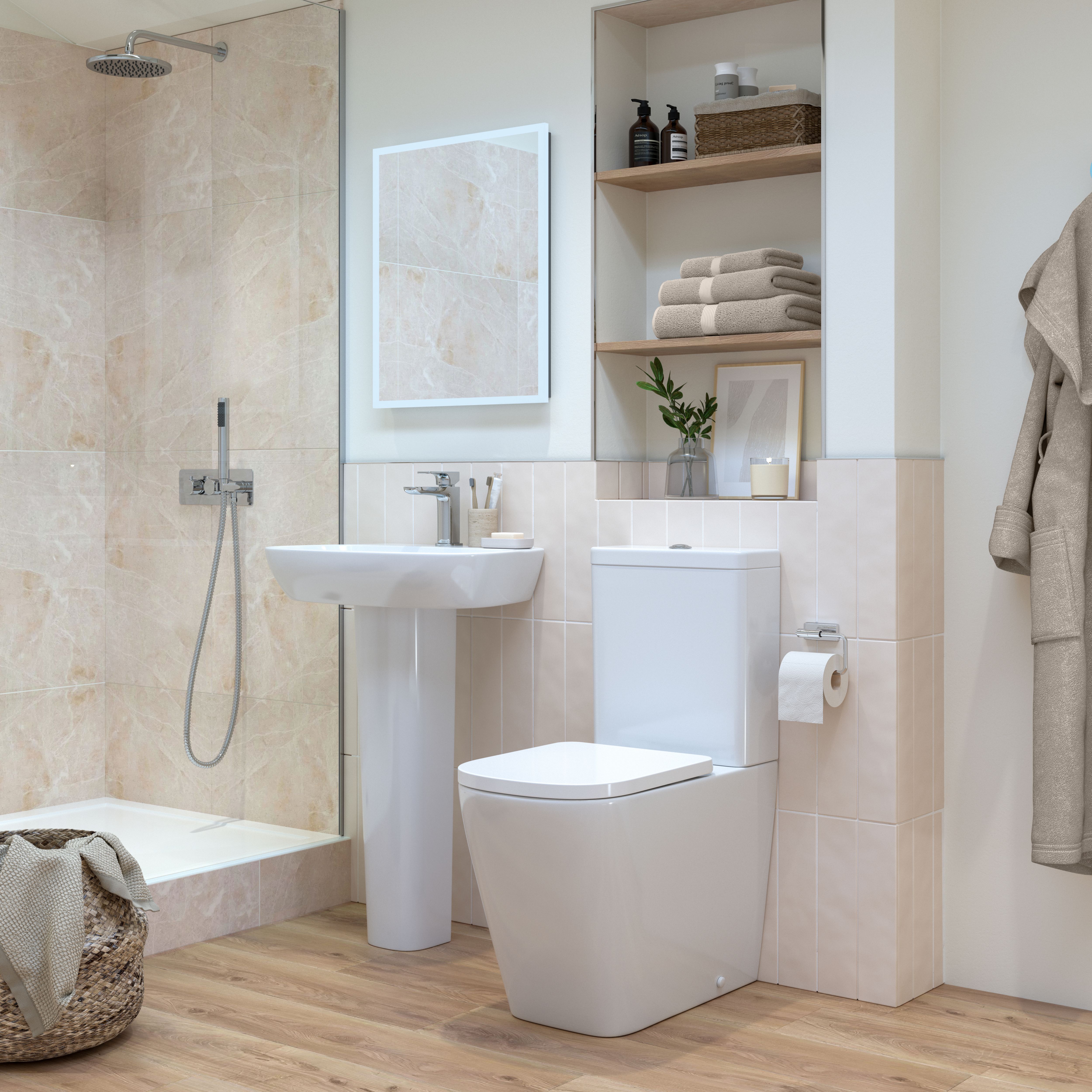Standon White Closed back Toilet set with Soft close seat & Close coupled cistern