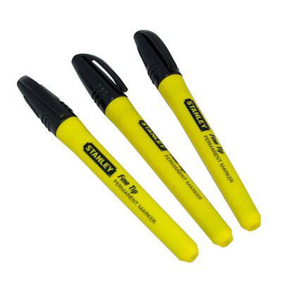 Stanley Black Fine tip Permanent Marker pen, Pack of 3