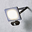 Stanley Black / Frosted Opal Mains-powered Cool daylight LED PIR Slimline floodlight 2700lm