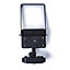 Stanley Black / Frosted Opal Mains-powered Cool daylight LED PIR Slimline floodlight 900lm