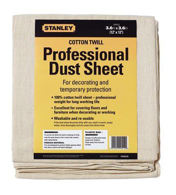 Stanley Cotton Dust sheet Pack of 7, (L)3.6m x, (W)3.6m