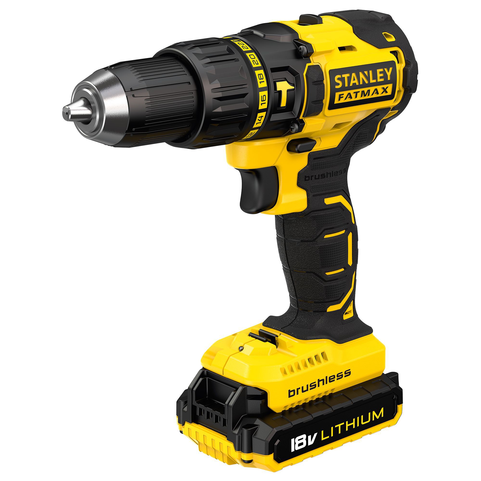 Stanley FatMax 18V Li-ion Brushless Cordless Combi drill (2 x 2Ah) - FMC628D2K-BQGB